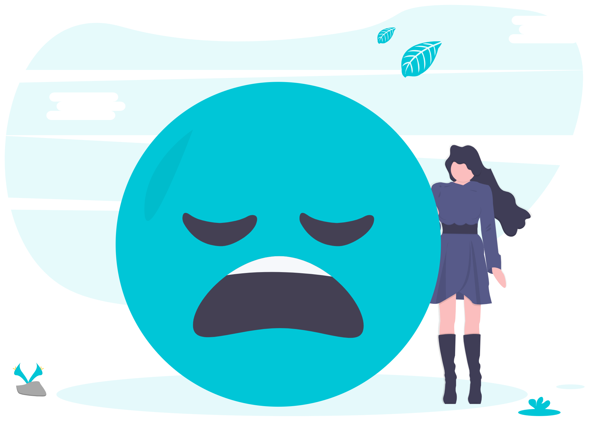 Decorative graphic of a sad face